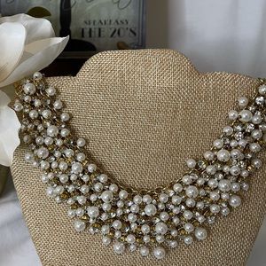 Crystal & Pearl Bib Statement Necklace by Natasha